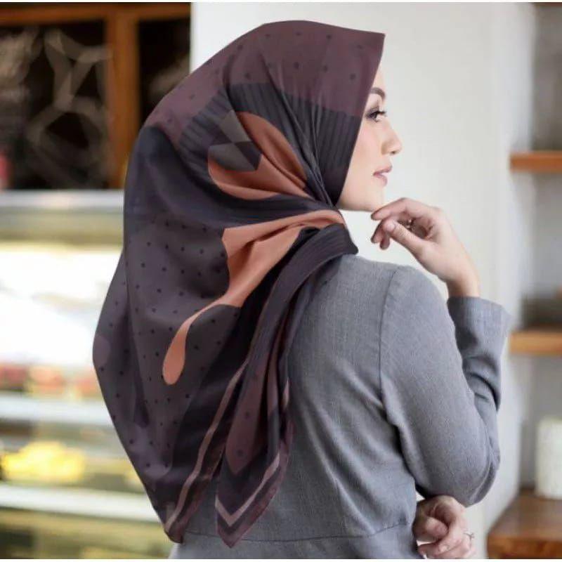 PROMO HIJAB/JILBAB VOAL MOTIF PRINTING LASER CUT SEGI EMPAT 7