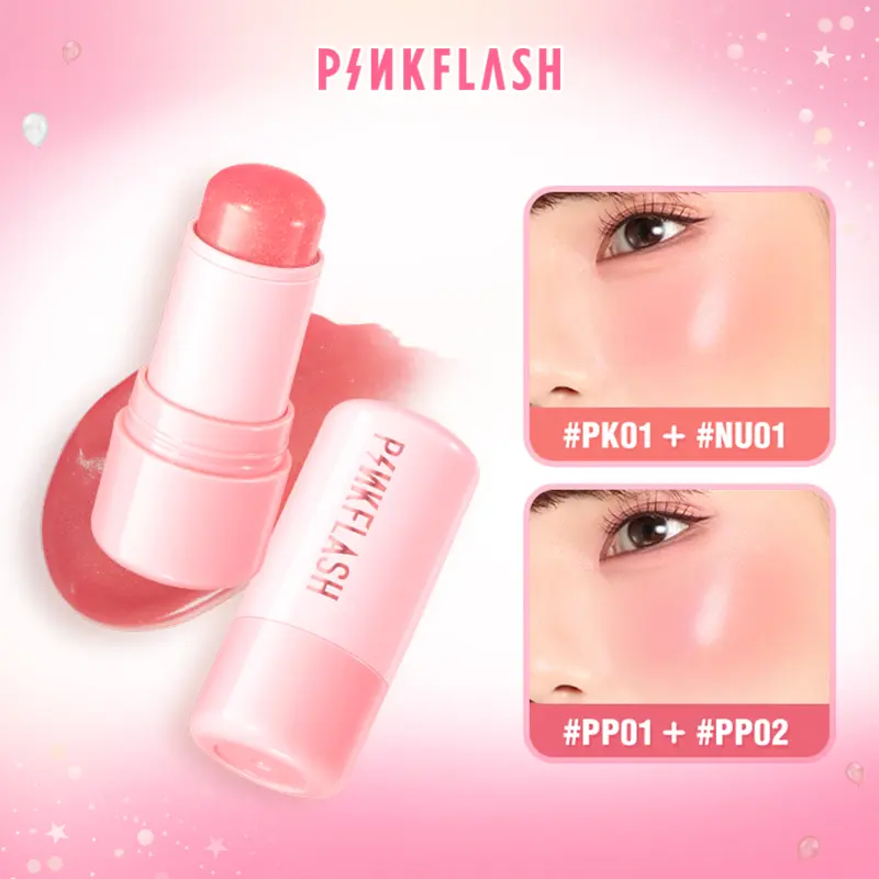 [Live]PINKFLASH Multi-Use Watery Blush Stick Healthy and Rosy Cream High pigment Long-lasting 6 Shades