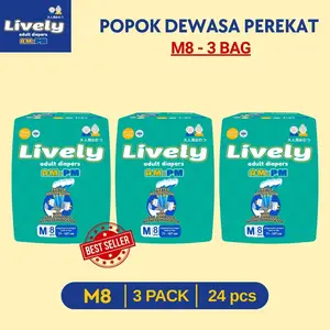 [3BAG] LIVELY Popok Dewasa Perekat M8 L7 XL6 - HALAL Anti Iritasi & Anti Bakteri Termurah Terlaris