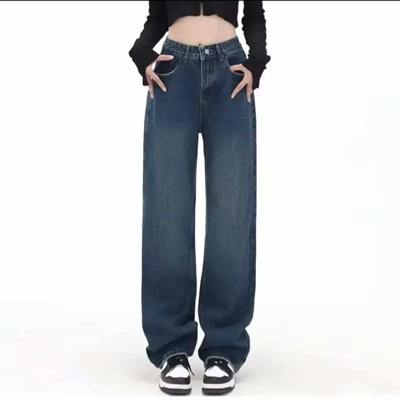￼COD amode Abu abu Retro High Waist New Celana Jeans Panjang Wanita 5