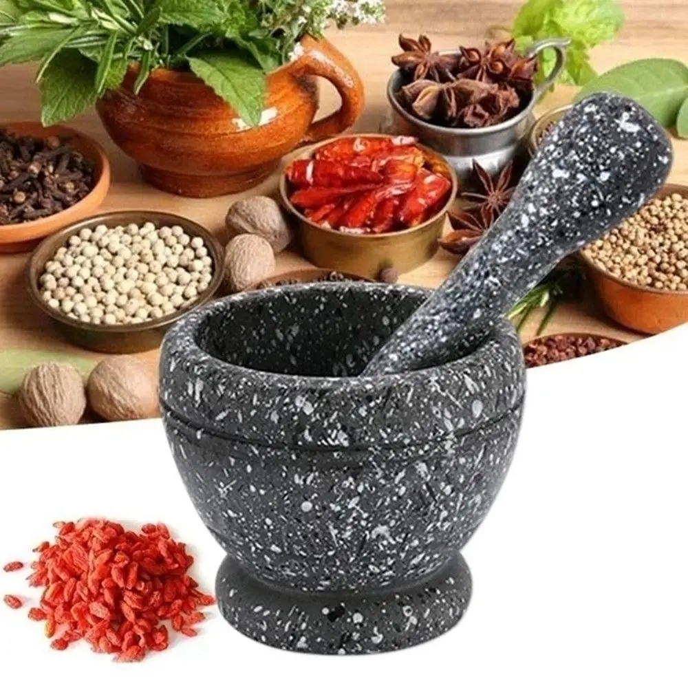 Set Perkakas Tumbuk Mortar, Jualan Panas, Mangkuk Penghancur, Penekan Bawang Putih, Pengisar Rempah Herba dan Bawang Putih, Alat Memasak Dapur Manual