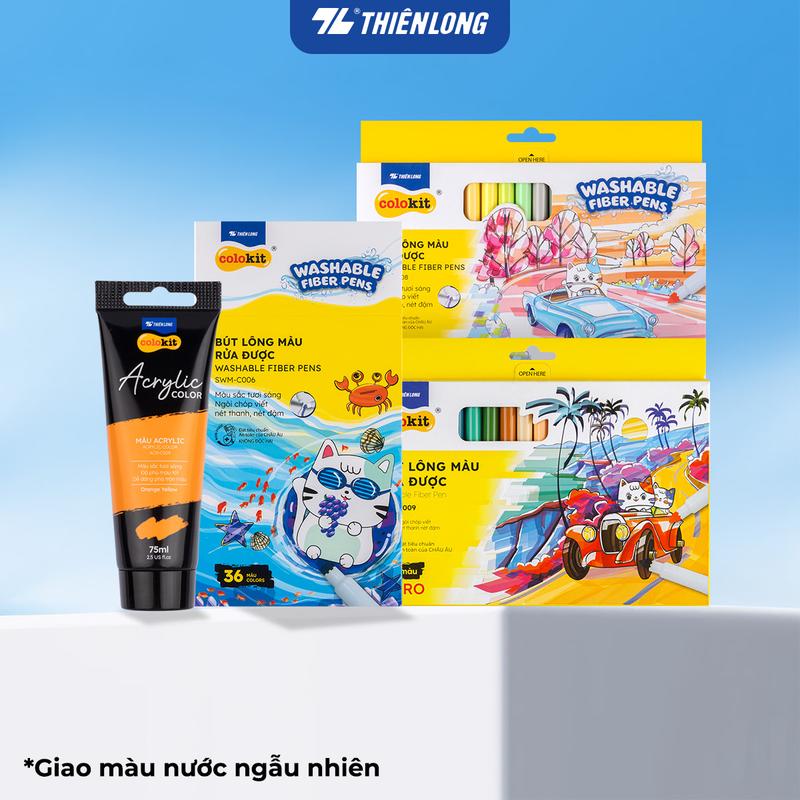 Bộ Bút Lông 20 36 Màu Rửa Được Fiber Pen Thiên Long Colokit