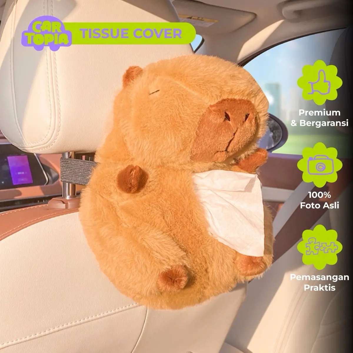 CARTOPIA GRATIS TISU Tempat Tisu Mobil Capybara Berkualitas Aksesoris Mobil Lucu