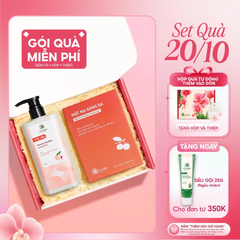 Combo Sữa Tắm & Hộp 5 Mặt Nạ Cỏ Mềm | Quà Tặng Mẹ, Vợ, Người Yêu, Cô Giáo, Đồng Nghiệp