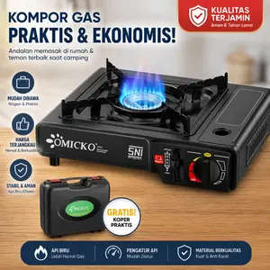 COD Kompor Gas Portable 2in1 OMICKO SNI Anti Bocor Api Biru Hemat Gas dengan Koper Praktis untuk Camping & Rumah