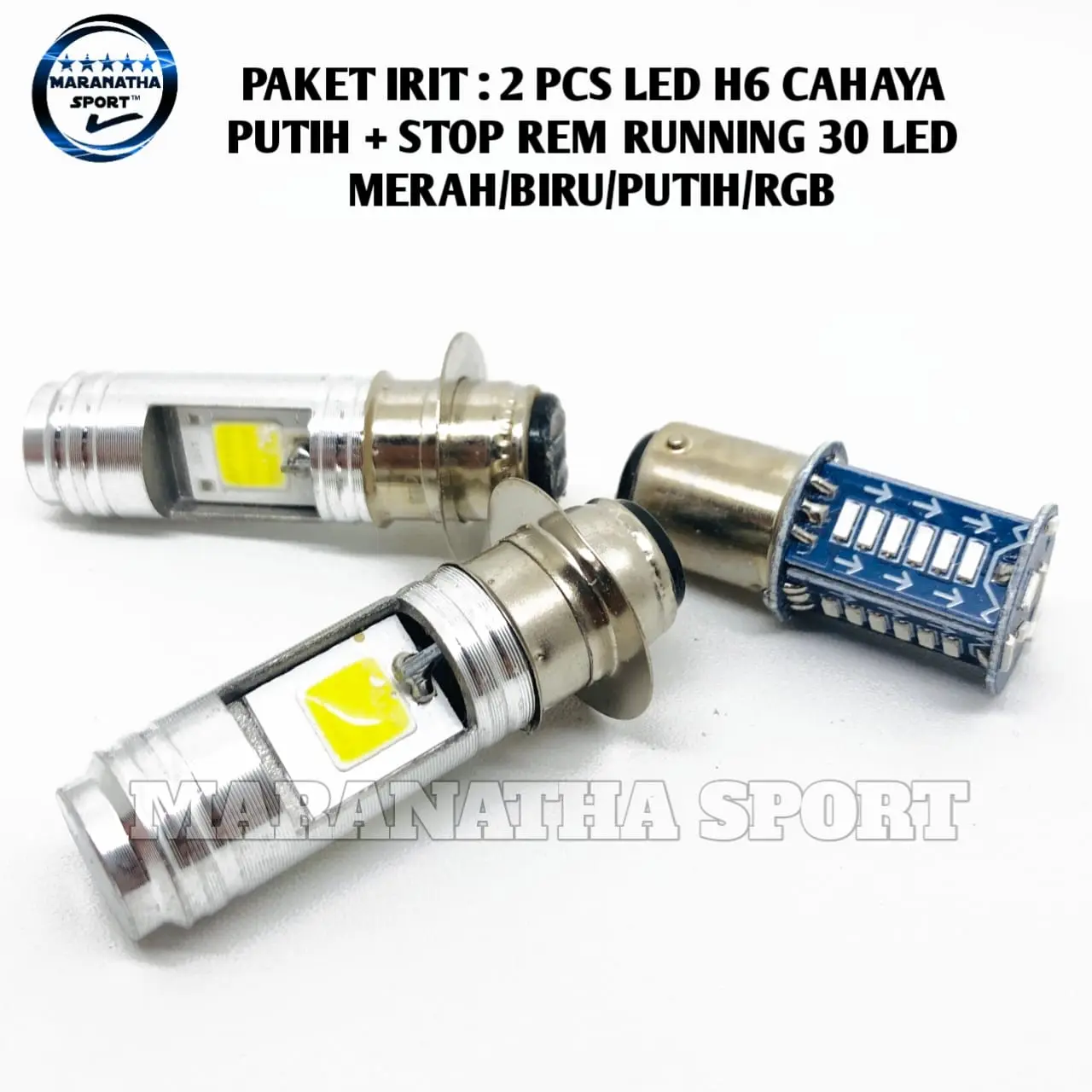 PAKET IRIT 2 PCS LED H6 CAHAYA PUTIH PLUS STOP REM 30 LED RUNNING DAN KEDIP 12 VOLT