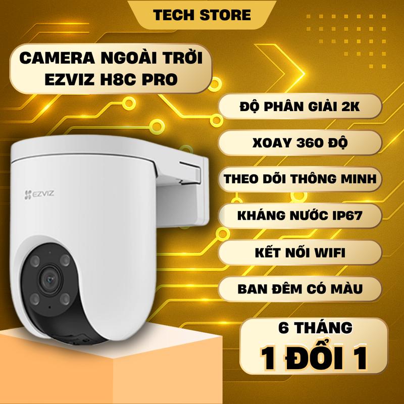  Chính hãng  Camera WiFi Ezviz H8C Pro - 3mp - 2K - Chống nước - Quay quét 360 độ - Đàm thoại 2 chiều - Ghi hình màu ban đêm - Còi hú và đèn chớp 
