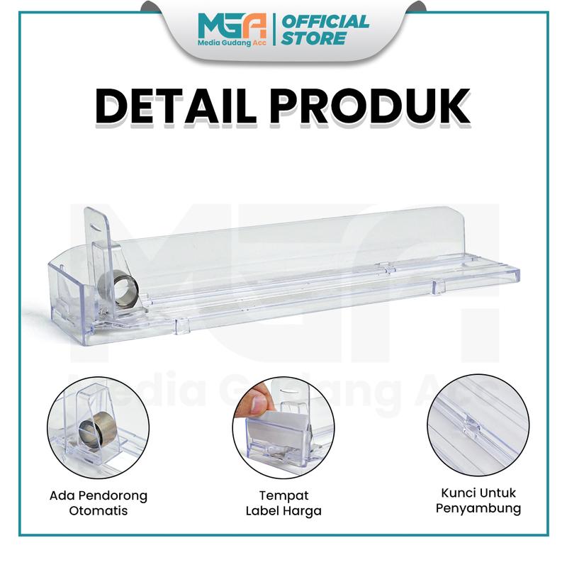 Pusher Akrilik Display 6 Set untuk Rak Produk Minimarket 3