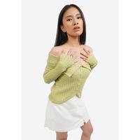 Gambar COLORBOX Off Shoulder Long Sleeve Knit Top I-TLGFCT125E003 Green - Green, S dari Colorbox Indonesia Kota Bekasi 2 Tokopedia