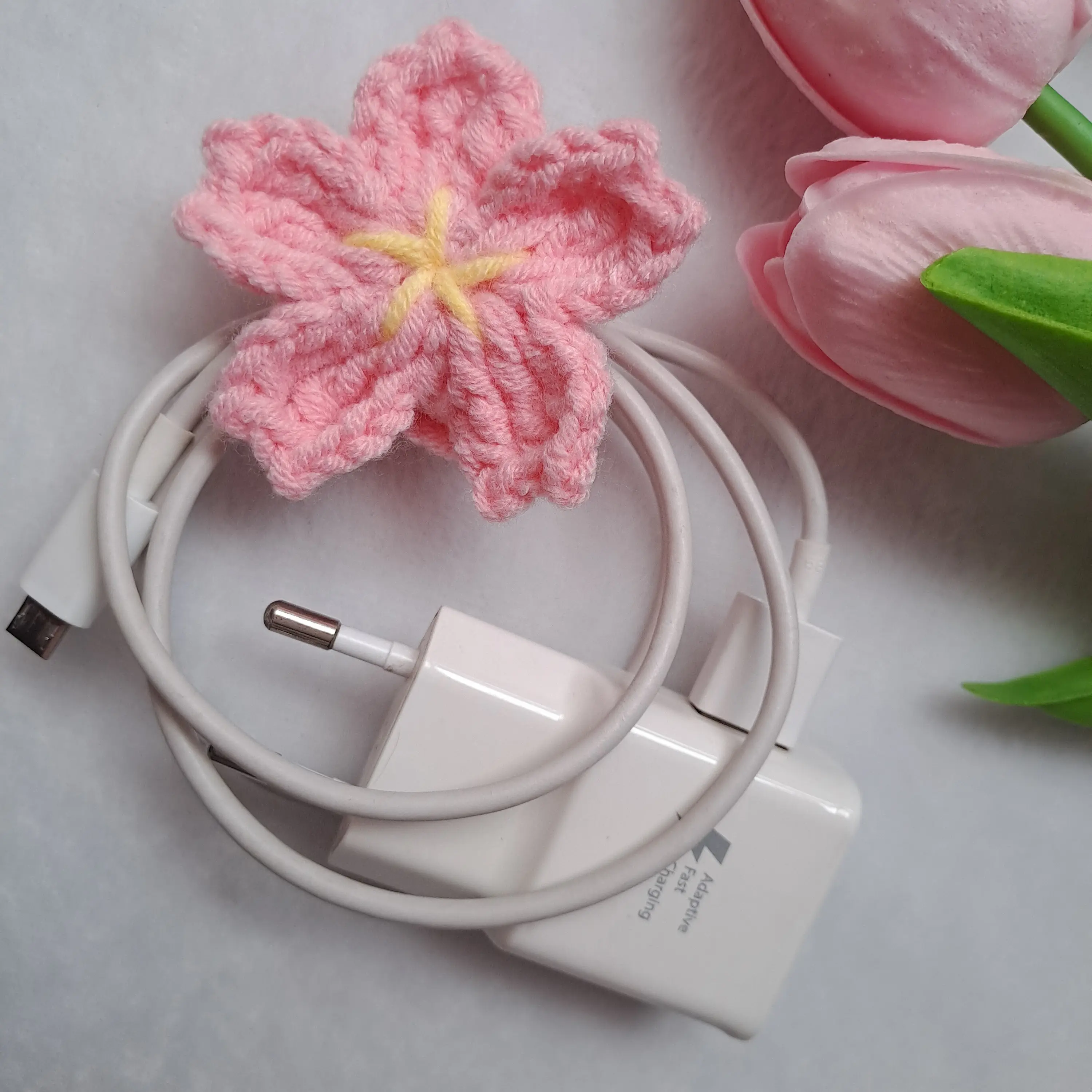 Cable tie Pengikat Kabel Estetik Rajut Model Leaf Sprout Bunga Sakura Clover Pucuk high quality
