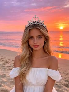 Corona de tiara con diamantes de imitación en forma de corazón brillante, estilo princesa definitivo para bodas y cumpleaños, accesorio elegante para ocasiones especiales