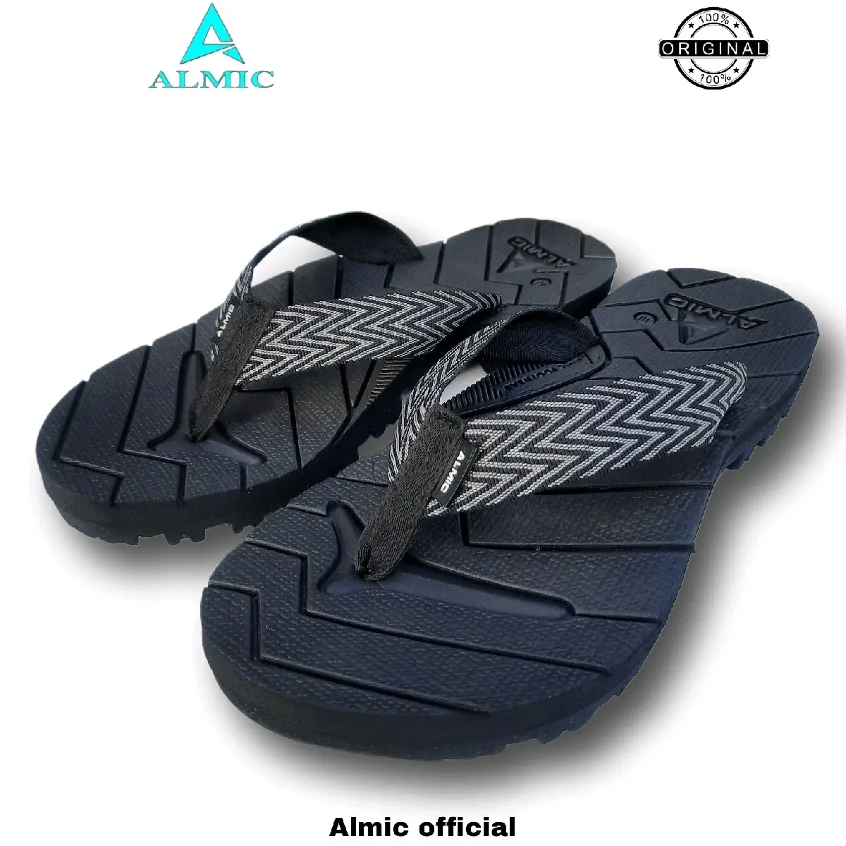 ALMIC-Sandal Jepit Gunung adventure Edge Original Grey Sendal Jepit Outdoor pria wanita Karet Hitam Sneakers Casual Shoes