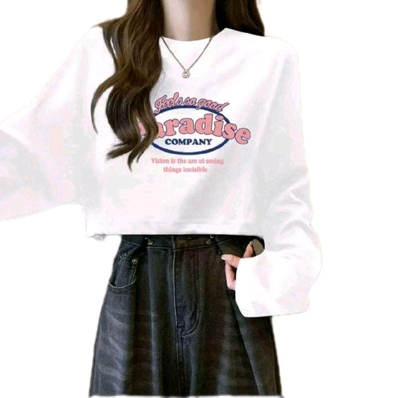 Kaos Wanita Lengan Tangan Panjang Wanita Katun - Atasan Polos Dewasa - Baju, Hitam Cewek Kaos Oblong Distro Combed Oversize Nyaman 4