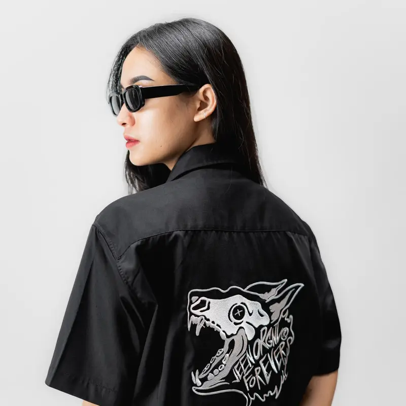 JEEN ORIGINAL - Kemeja Workshirt Lengan Pendek Full Bordir Casual Atasan Baju Cowok 4