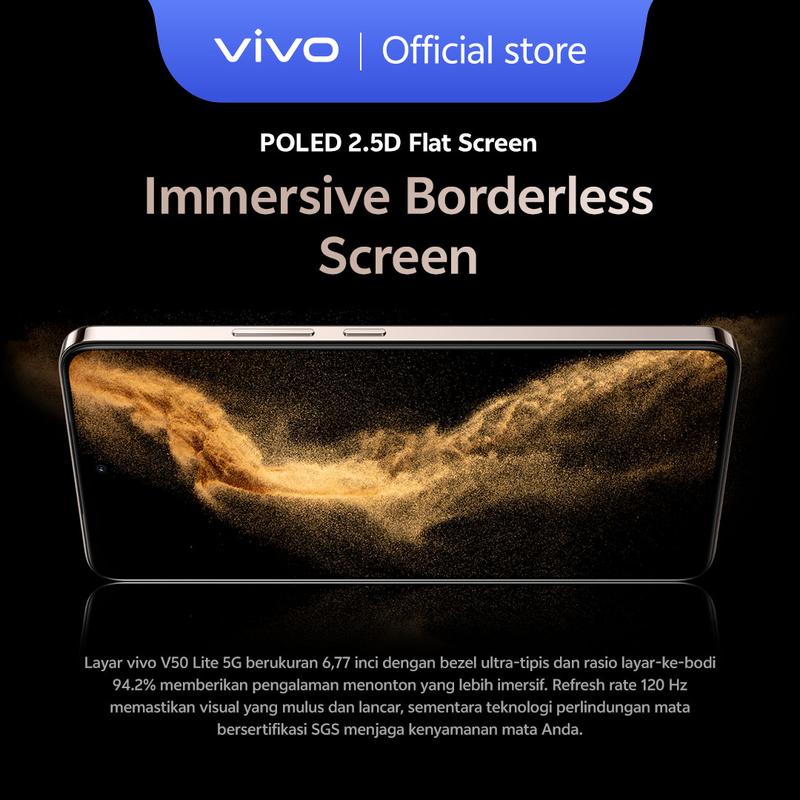 [NEW LAUNCH] vivo V50 Lite 4G (8/256) Borderless Immersive Screen, Sony IMX882, 6500mAh Battery+90W Flashcharge, AI Erase 2.0, All-round Impact Resistance 2