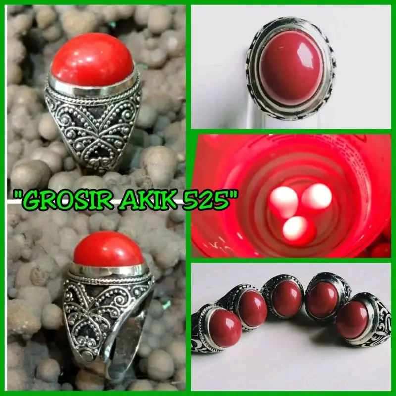 Batu cincin merah delima fosfor air cincin pria Ring  Elegan