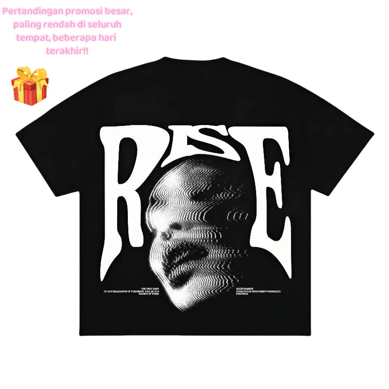 Boxy Fit DEEP Black Kaos Oversized Pria dan Wanita Cotton 20s Bulat Kain Motif Pendek Unisex Standar Tangan Kerah 100% kapas murni Baju Combed Cowok High Panjang Distro Sablon Tshirt Keren Atasan 0