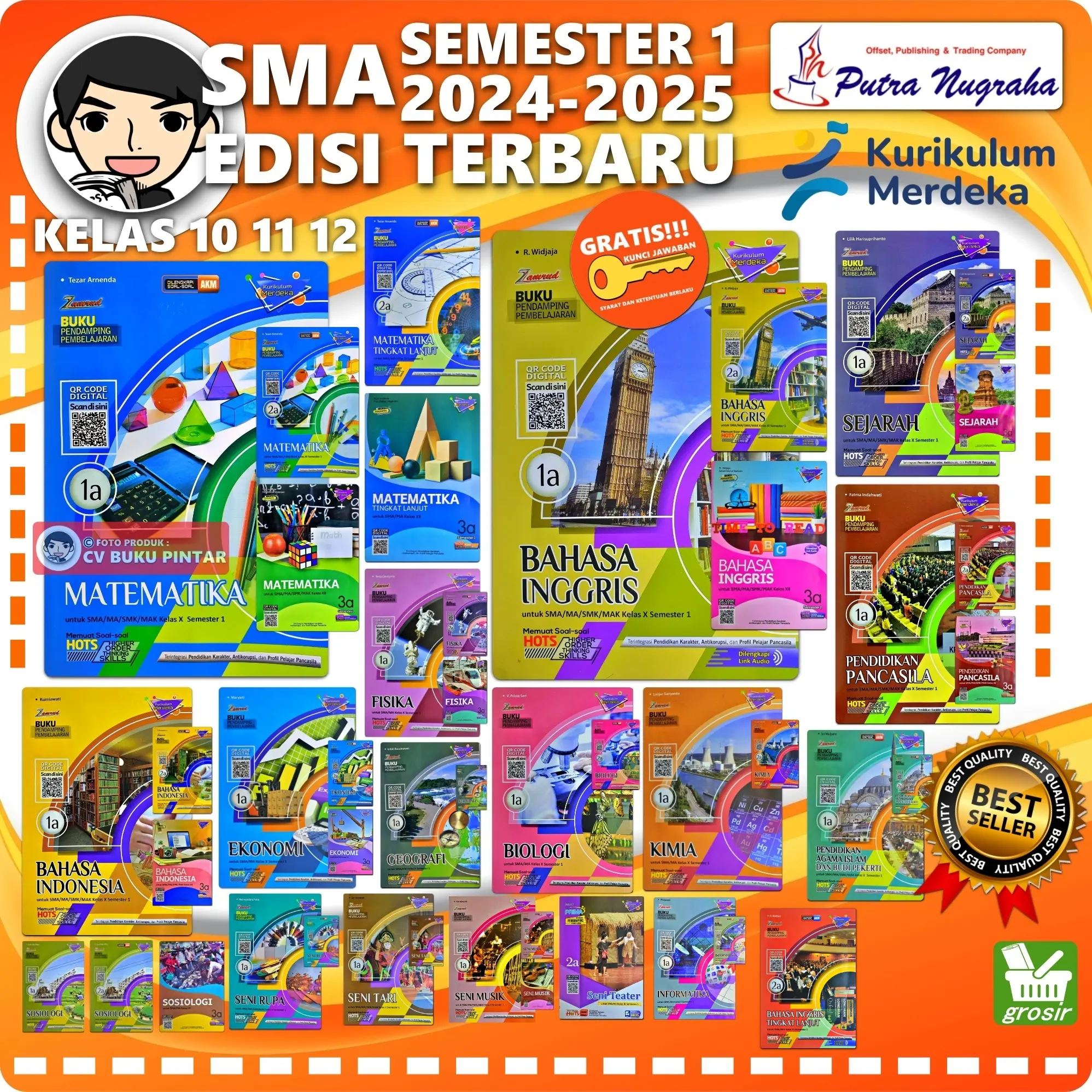 BUKU LKS SMA SMK KELAS 10 11 12 SEMESTER 1 KURIKULUM MERDEKA | Zamrud PUTRA NUGRAHA | MATEMATIKA BAHASA INGGRIS INDONESIA TINGKAT LANJUT FISIKA KIMIA BIOLOGI PJOK PKN PAI SOSIOLOGI GEOGRAFI EKONOMI SEJARAH INFORMATIKA SENI RUPA TARI MUSIK CV BUKU PINTAR