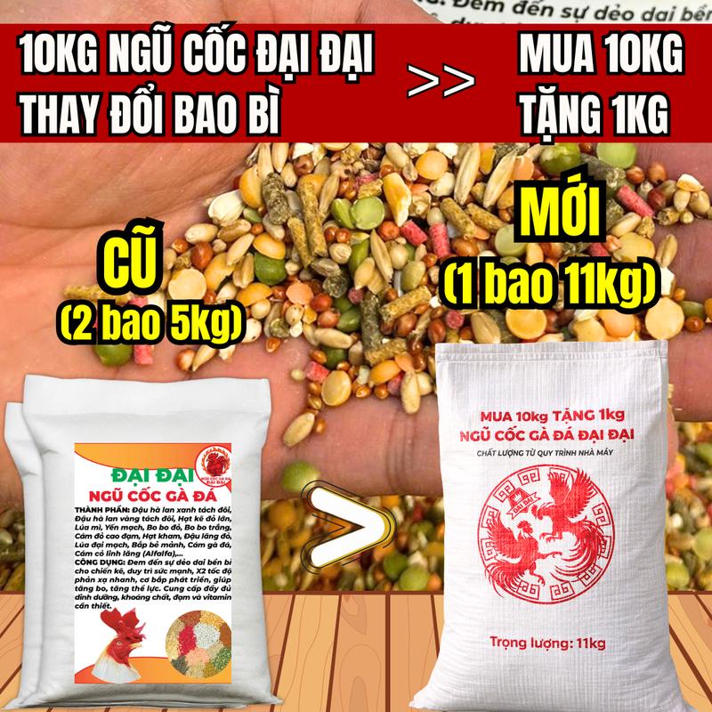  Ngũ Cốc Gà Đá Đại Đại 11kg - Siêu Tiết Kiệm Đầy Đủ Dưỡng Chất Phát Triển Lông Mượt Mà Mau Lên Tay 