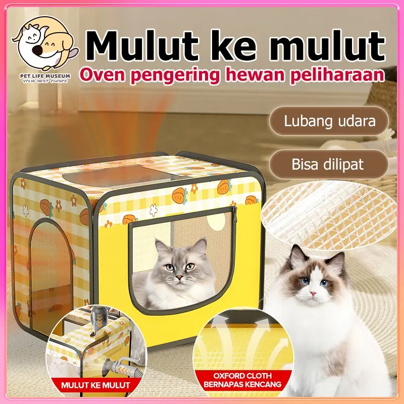 Kandang Kucing Lipat Kotak Pengeringan Rambut Hewan Peliharaan dapat dilipat untuk memudahkan penyimpanan