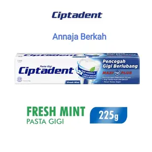 Ciptadent Pasta Gigi Fresh Mint Maxi 12 Plus Jumbo Size 225g [Warna Biru]
