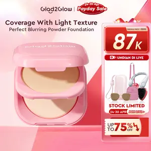 Glad2Glow Perfect Blurring Powder Foundation Concealer - setting powder Mencerahkan Wajah Kusam Niacinamide Translucent Twowaycake Skintint | bedak tabur oil control dan tahan lama Cushion