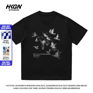 free gift HKGN Heavyweight Tshirt 230g16s Kaos Streetwear Kaos Nyaman Ketebalan Kaos Sehari - hari Tebal