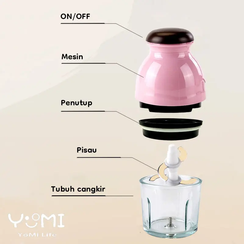 Blender Kapsul Electric Portable Serbaguna [1.3L-1.5L] Blender Chopper Jus Dan Penggiling Daging 5