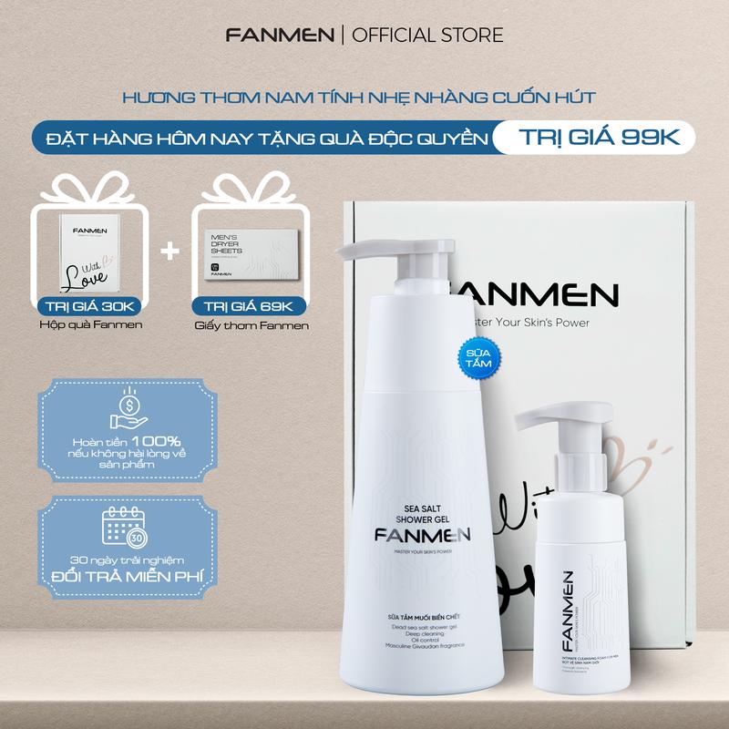 [  COMBO TINH TẾ ] Sữa tắm muối biển chết hương thơm Blue Sea nam tính 350 ml và Bọt vệ sinh vệ sinh toàn diện ngăn ngừa vi khuẩn 100ml dành cho nam | Tặng Hộp Đựng WLn Kèm Quà 0Đ