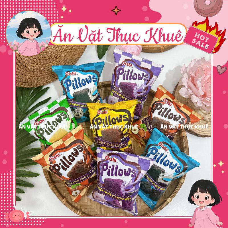 Snack Pillows Oishi Nhân Sữa Dừa - Socola - Kem Vani (Gói 14G)