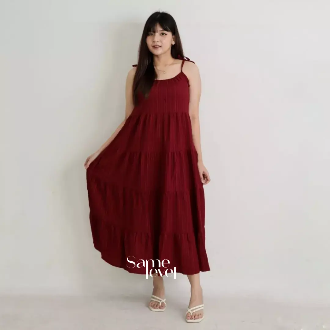 SAMELEVEL Sachie Maxi Dress / Baju Panjang Crinkle / Midi Dress Wanita Casual