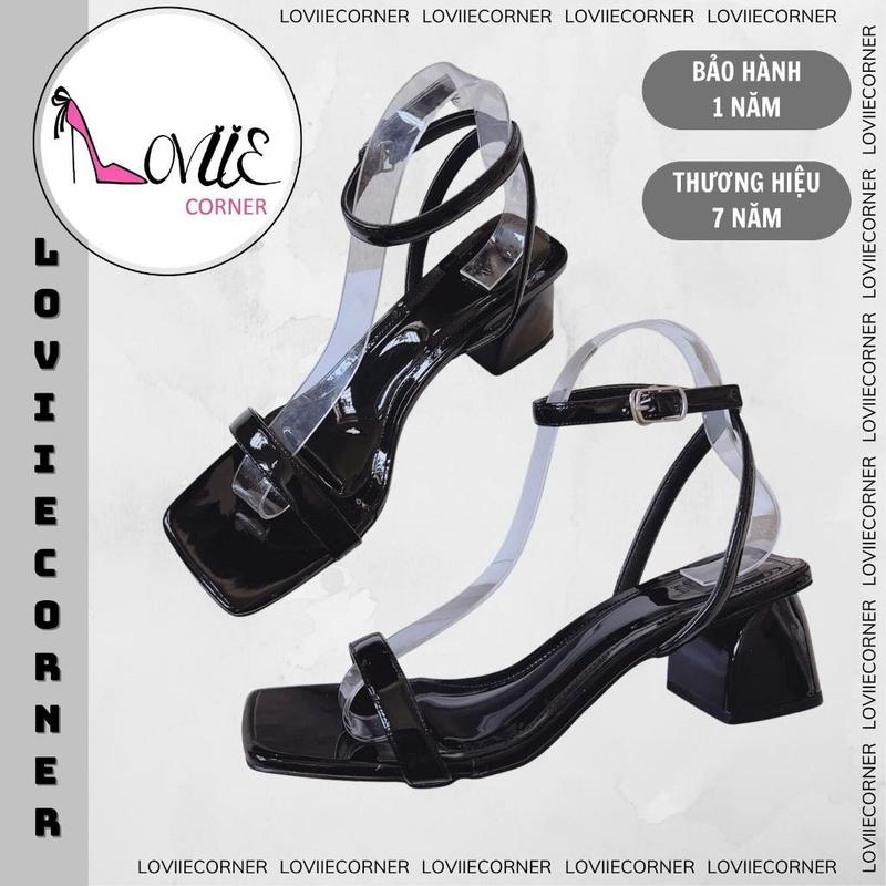 LOVIIECORNER GIÀY SANDAL CAO GÓT NỮ - SANDAL CAO GÓT 5 PHÂN QUAI MẢNH MŨI VUÔNG DA BÓNG - GÓT VUÔNG 5 PHÂN - GG190209