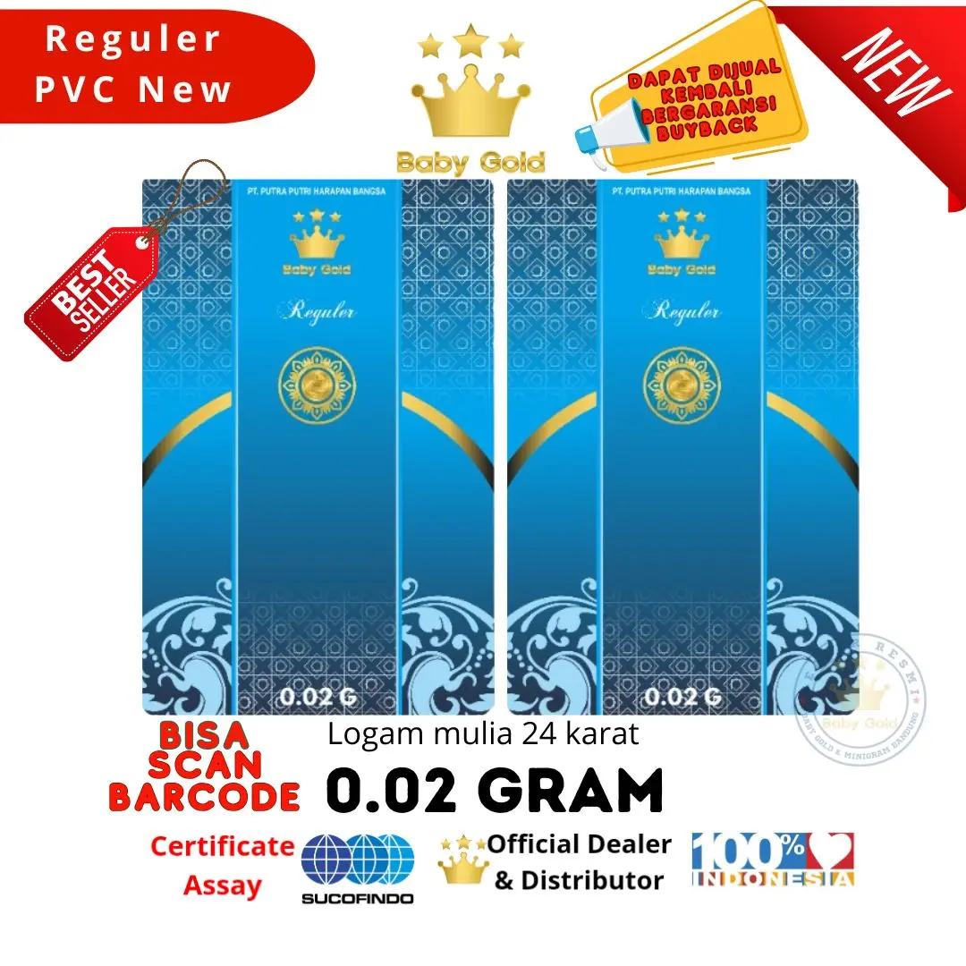 BABY GOLD 0.02 NEW Kemasan PVC Emas Mini Logam Mulia