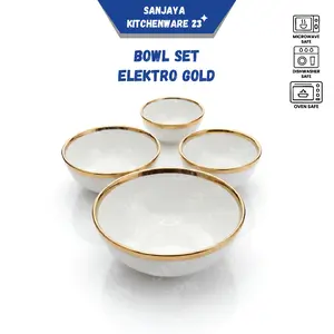Bowl Keramik Porselen Model Electro Gold Volume 1200ML | Sanjaya Kitchenware 23