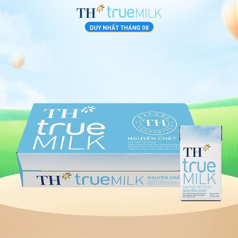 Thùng 48 hộp sữa tươi tiệt trùng TH true MILK nguyên chất 110 ml (110 ml x 48)