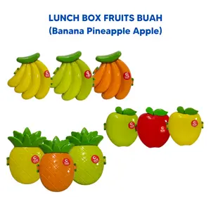 Lunch Box Buah Fruits Banana Pineapple Apple Lunch Box Hampers Hadiah Kotak Makan Tempat Bekal Buah Souvenir Bahan Plastik PP5 tempat  bekal