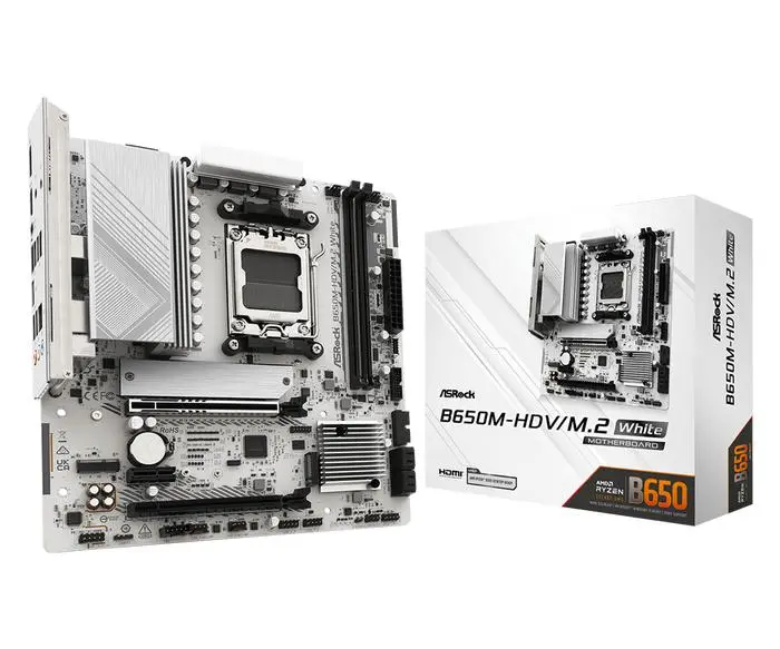 ASRock B650M-HDV/M.2 White Motherboard AM5 DDR5