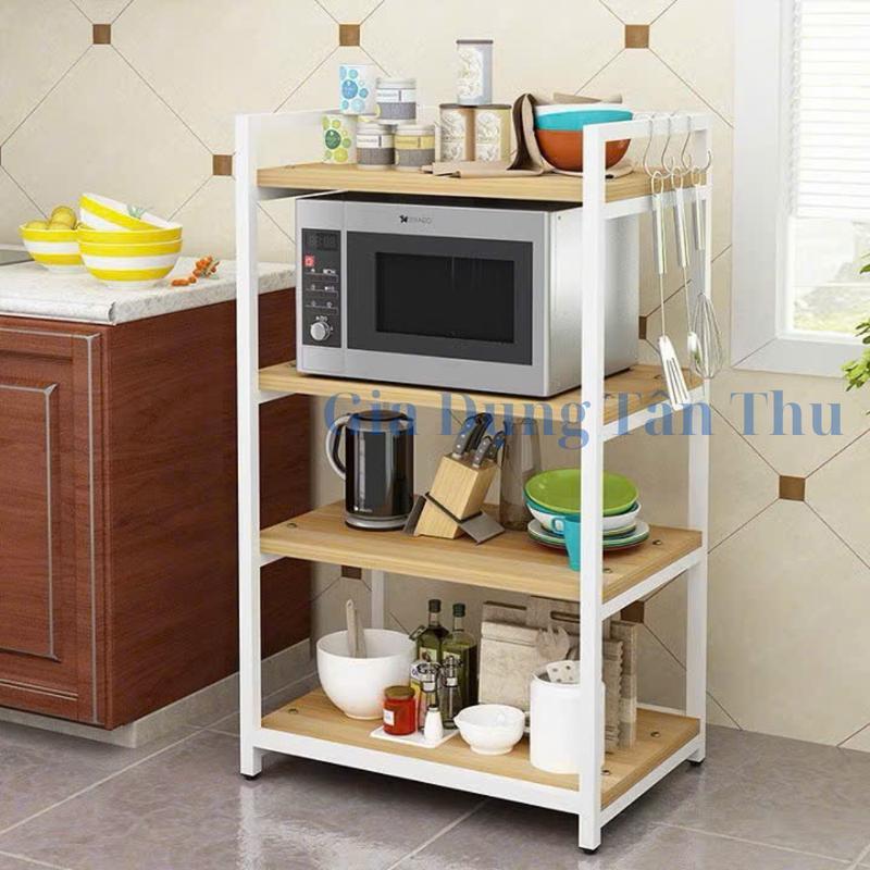  Kệ bếp đa năng 4 tầng Kệ lò vi sóng khung sắt sàn gỗ MDF cao cấp Kitchen 