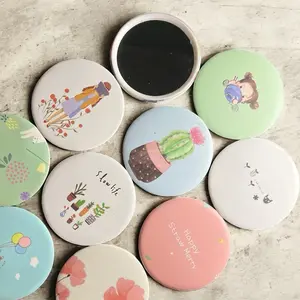 Cermin Bulat Karakter/Kaca Cermin Make Up Mini/Travelling Motif Kartun Colorful/Souvenir Cosmetic Wanita
