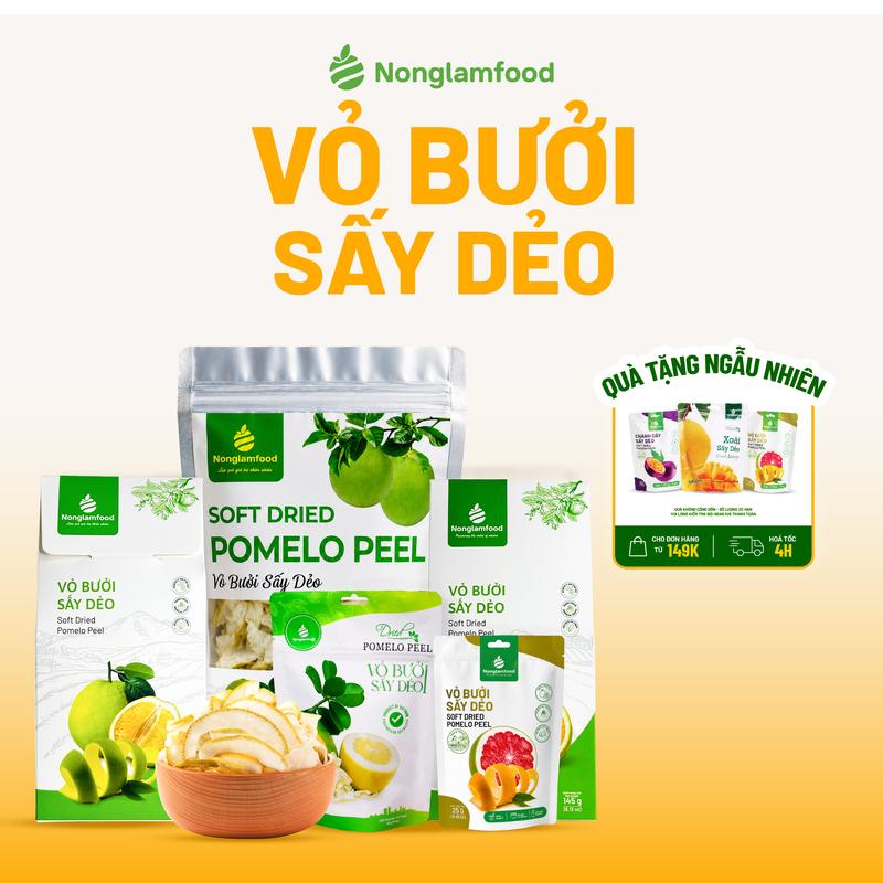 Vỏ Bưởi Sấy Dẻo NONGLAMFOOD Hàng Xuất Khẩu Loại 1 Ít Ngọt Trái Cây Sấy Tốt Cho Sức Khỏe Túi 25g-500g