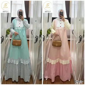 GAMIS KATUN SEMUT ORIGINAL NEW COLLECTION (8870) Muslim Harian Panjang Lembut Kancing Nyaman