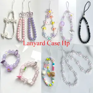 ALanyard Case Hp Imut  Love Bow Beaded Mobile Phone Chain Lanyard Mobile Phone Case Universal Pendant Bracelet CM19
