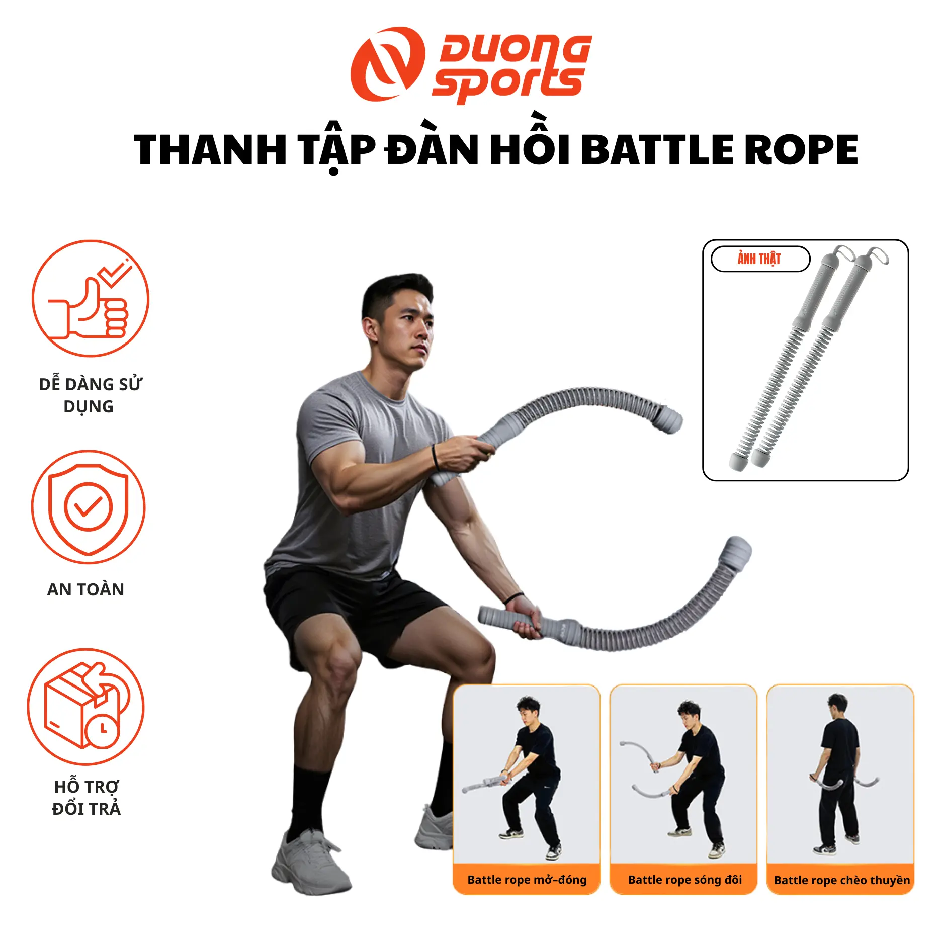 [Một đôi] Thanh Tập Đàn Hồi Battle Rope Không Dây -  Dụng Cụ Tập Luyện Thể Lực, Hỗ Trợ Các Bài Tập Toàn Thân, Tập Tay
