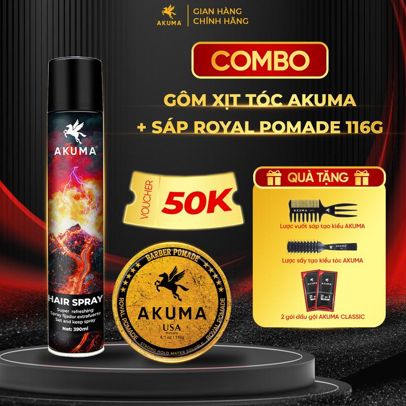 Sáp vuốt tóc AKUMA ROYAL POMADE 116g & 56g hương thơm nam tính lịch lãm, giữ nếp lên đến 12h phù hợp mọi chất tóc  Dưỡng Tóc Chăm Sóc Tóc. Gel Pomade