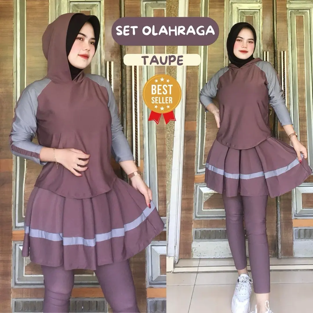 TERBARU!!! BAJU SET OLAHRAGA SPORTY BAHAN JERSEY ROK OLAHRAGA MUSLIM // SETELAN WANITA SET OLAHRAGA // PAKAIAN OLAHRAGA MUSLIM WARNA HITAM OLIVE TAUPE ELEKTRIK VANHOTEN ARMY UKURAN ALL SIZE & JUMBO
