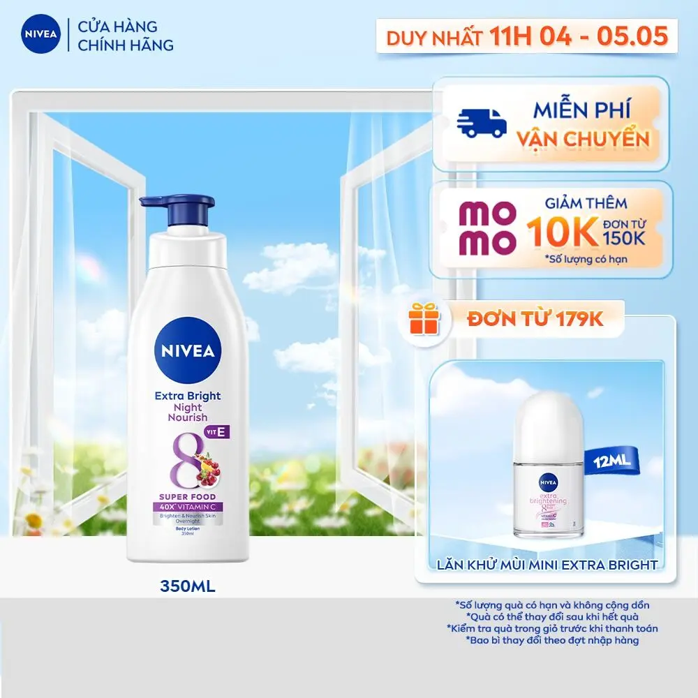 Sữa Dưỡng Thể NIVEA Extra Bright Dưỡng Sáng Mịn Da Từ 8 Super Foods (350 ml) - 88311/98412/98413