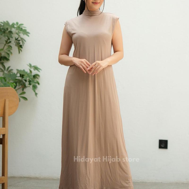 Manset Dress Buntung Kaos/Gamis Tanpa Lengan Kaos Rayon Baju Fit Panjang Melar Standar 3