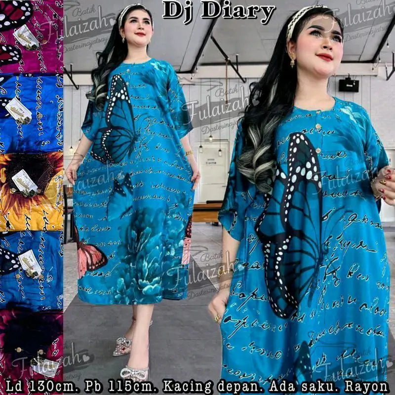 daster jumbo ld 130 cm pb 115 cm kancing depan, saku