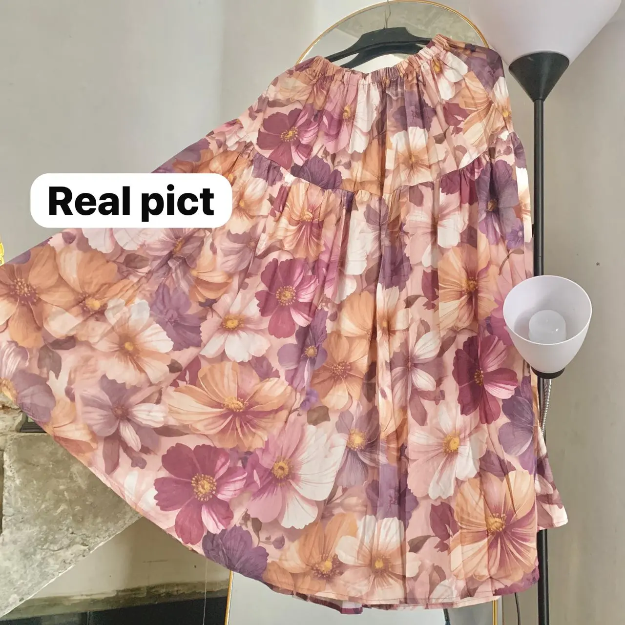 Rok Motif Bunga coklat Susun 3