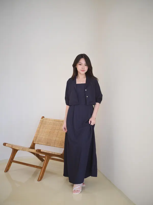 Nara Long Dress One Set Blazer / Casual Dress Wanita Pinggang Karet / Gamis Dress Blazer 6
